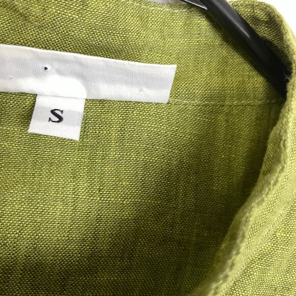 Bryn Walker Linen Top Womens Small Green Button Up Boxy Lagenlook Cropped USA - Picture 11 of 12